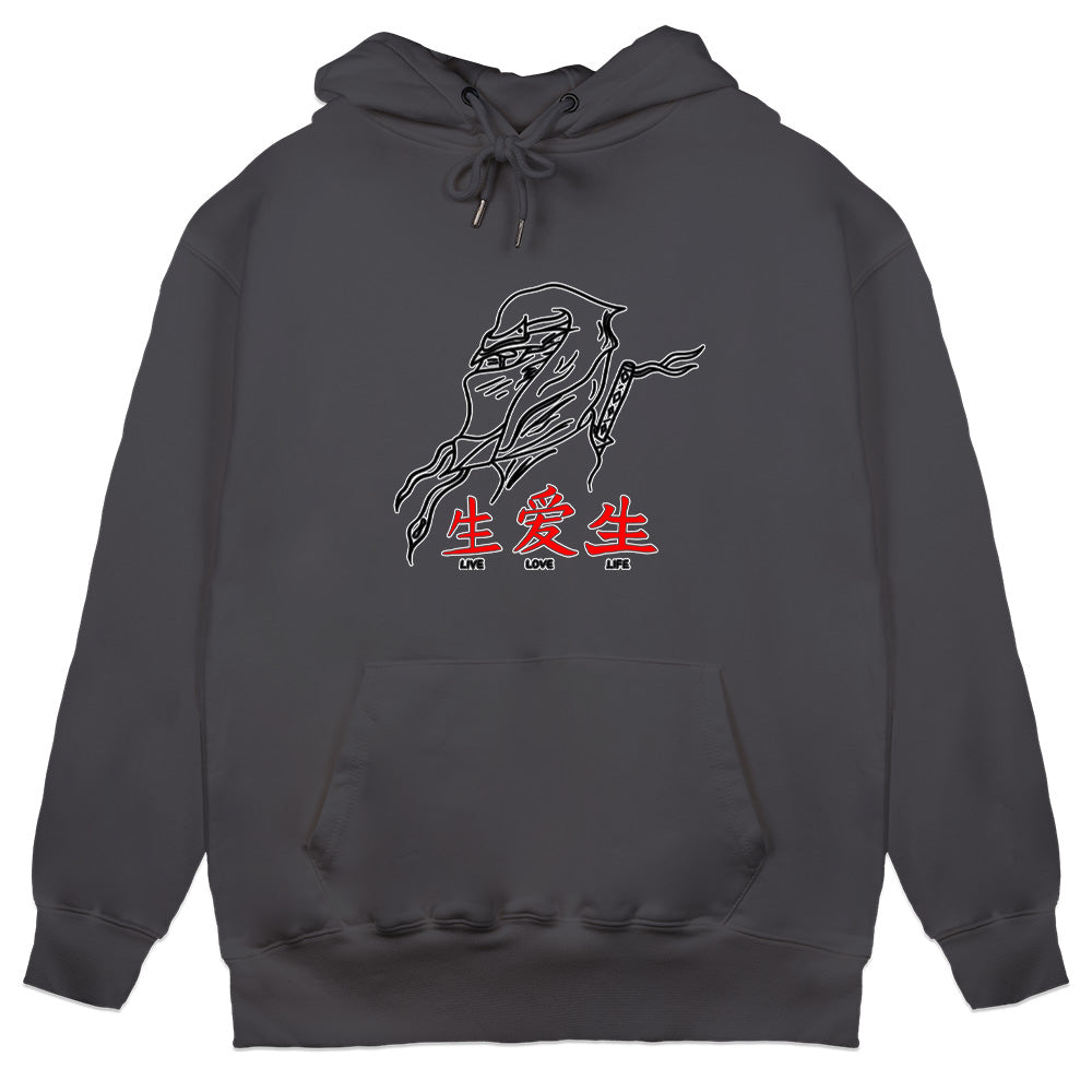 artminded Live Love Life Charcoal Hoodie