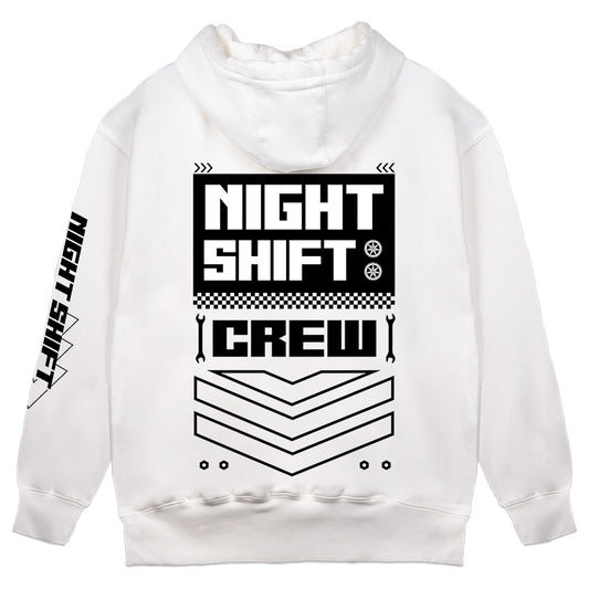 RayInTheCity Night Shift Crew Minimal Hoodie - White